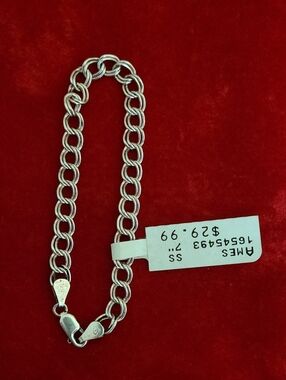 Sterling Silver Cuban Charm Bracelet